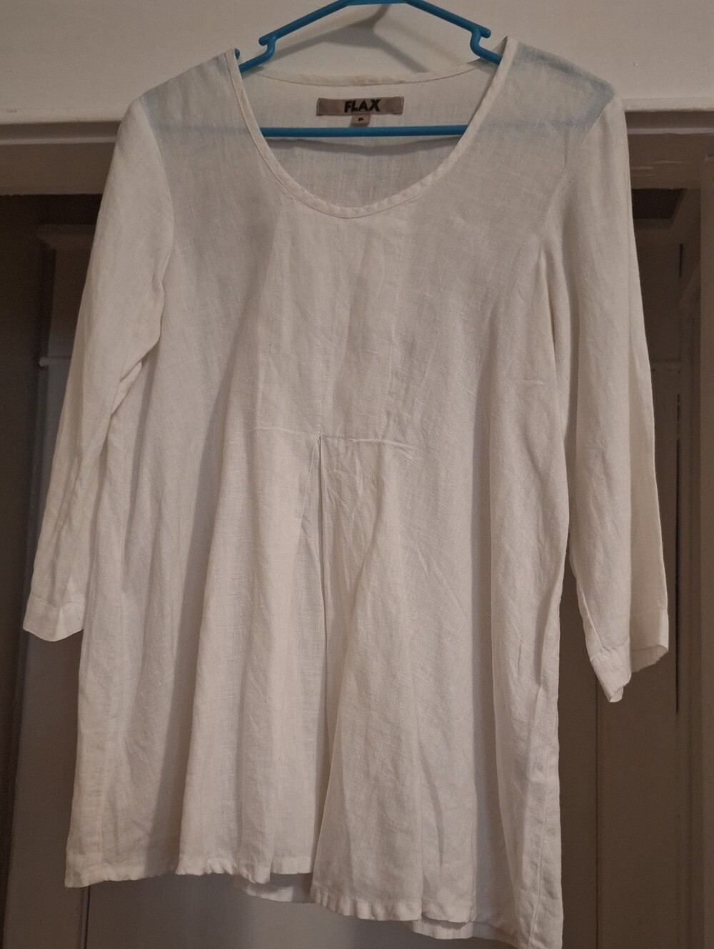 FLAX Lightweight Scoop Neck Linen Tunic - Cream